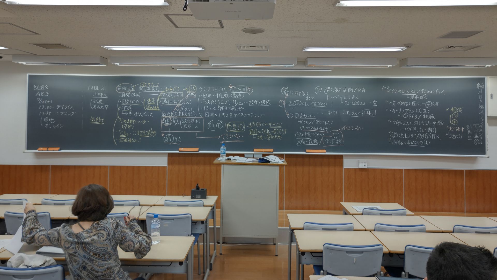 授業の黒板